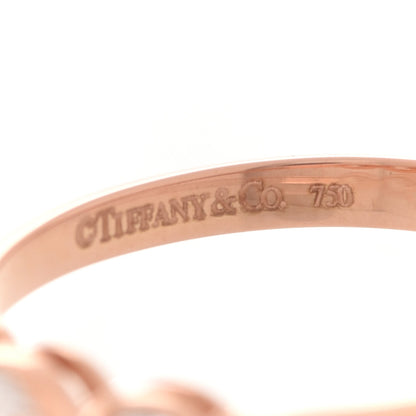 Tiffany 18K Rose Gold Diamond Three Stone Milgrain Ring 49 5 4 of 5