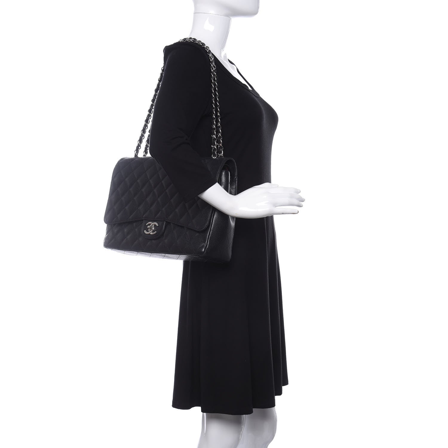 Chanel Caviar Quilted Maxi Double Flap Black 2 of 10