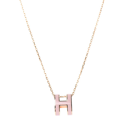Hermes Lacquered Rose Gold Pop H Pendant Necklace Rose Dragee 1 of 6