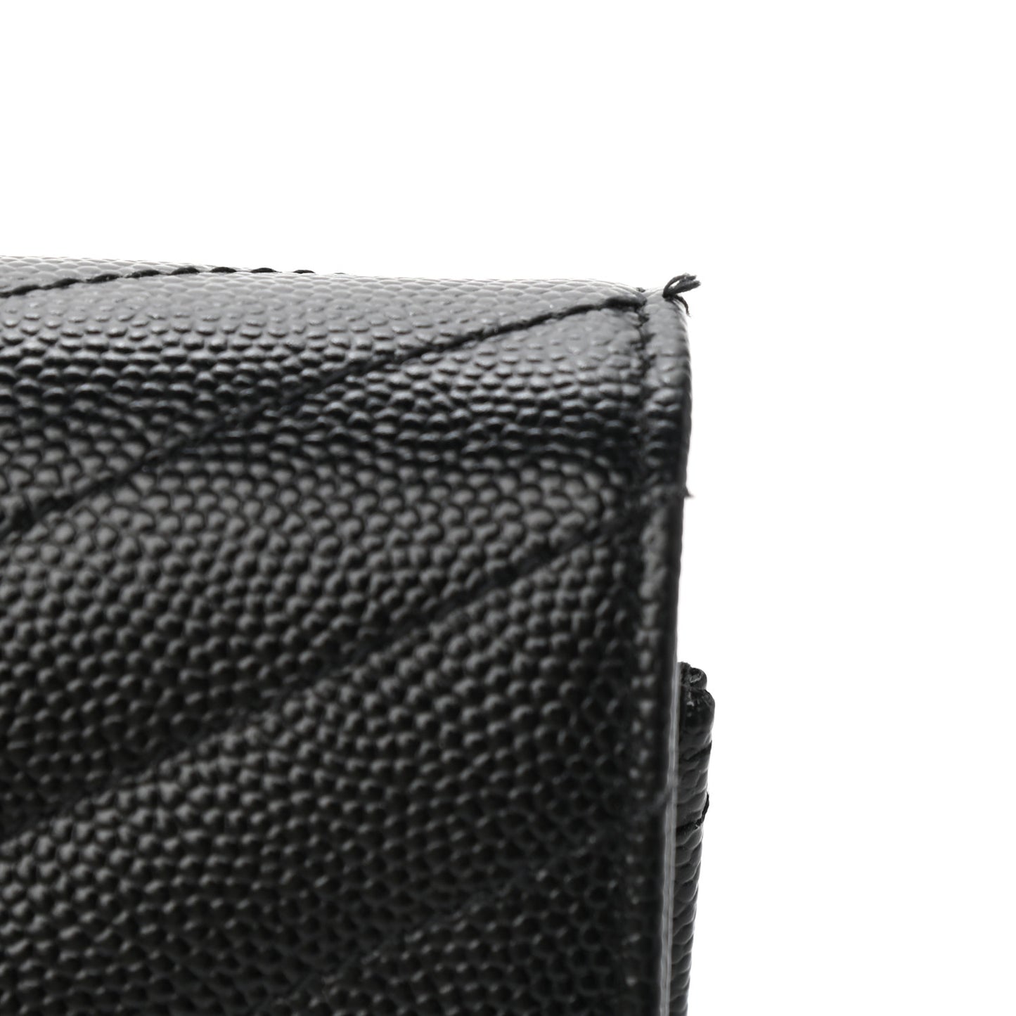 Grain De Poudre Matelasse Chevron Monogram Envelope Chain Wallet Black