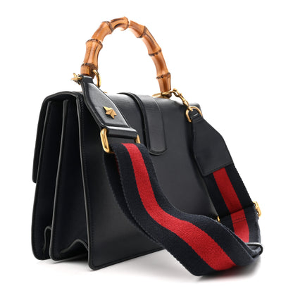 Gucci Moon Calfskin Web Medium Dionysus Bamboo Top Handle Bag Blue Emerald Hibiscus Red 3 of 14