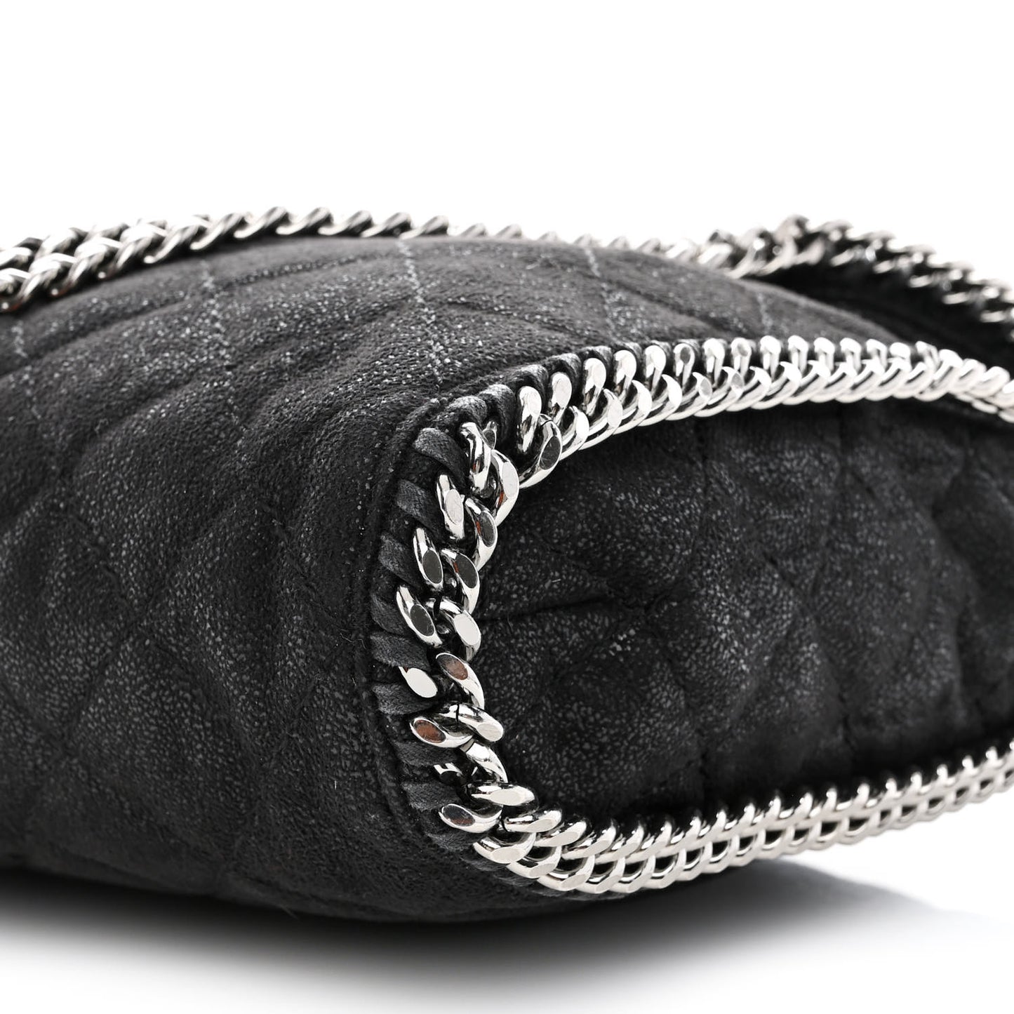 Metallic Shaggy Deer Quilted Small Falabella Tote Black