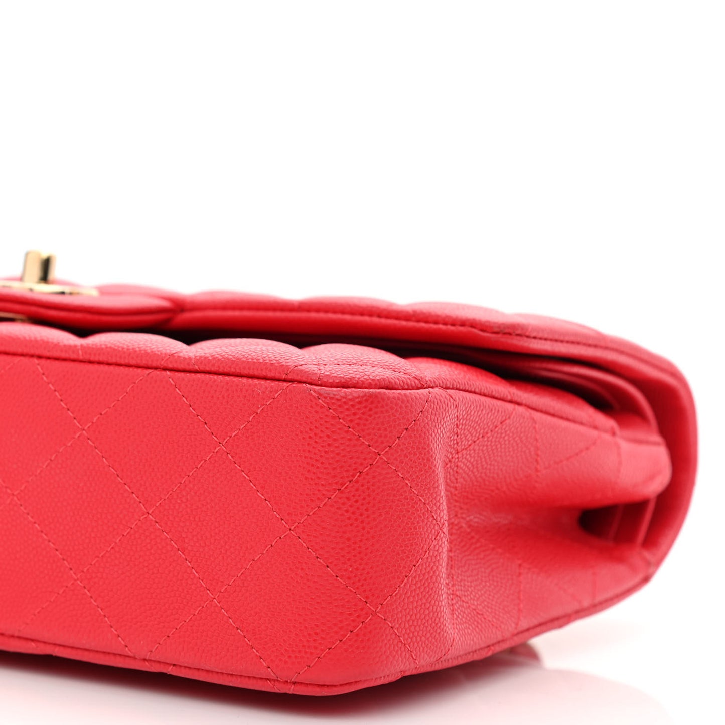Caviar Quilted Medium Double Flap Red