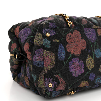 Chanel Denim Printed Destination Chenonceau Shoulder Bag Charcoal Multicolor 9 of 10