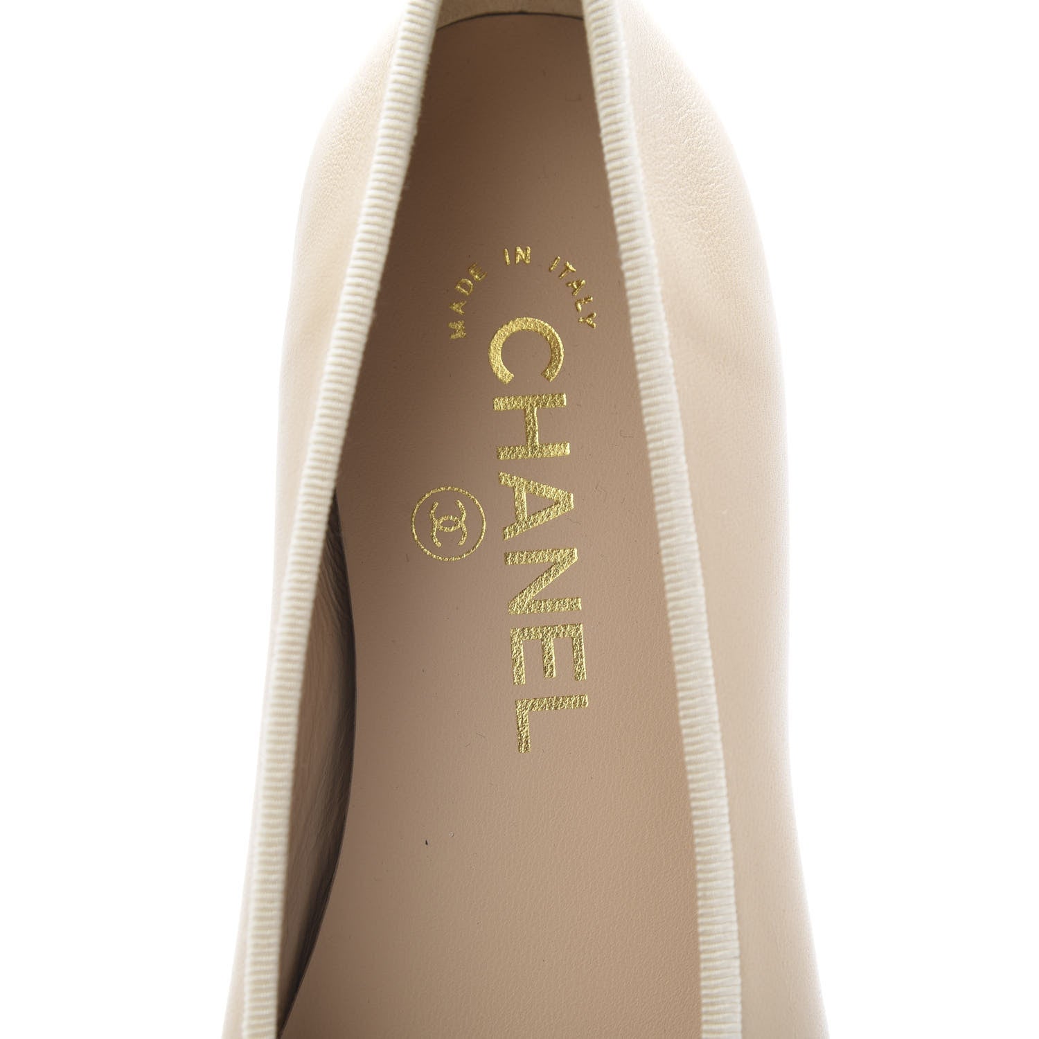Chanel Lambskin CC Cap Toe Ballerina Flats 37.5 Beige Black 7 of 8