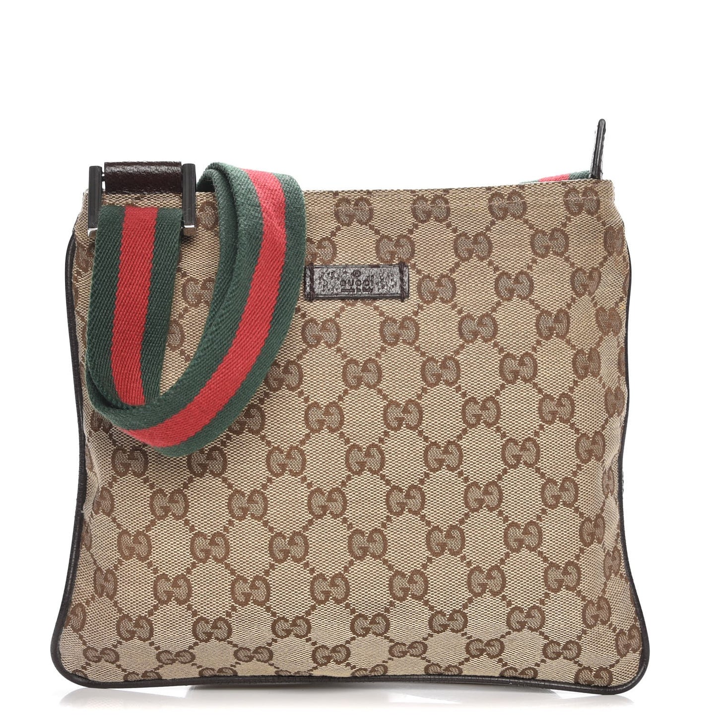Monogram Web Small Flat Messenger Bag Dark Brown