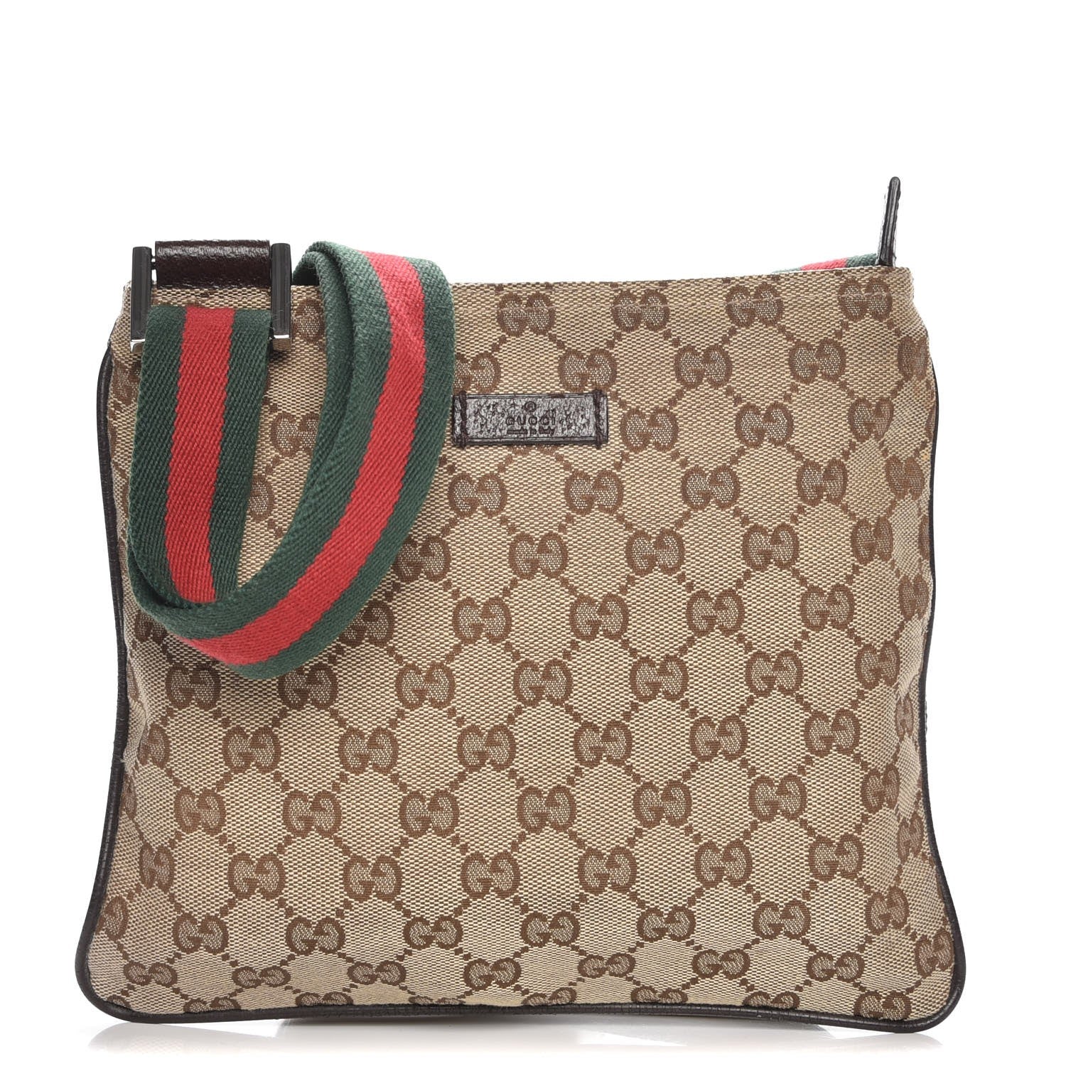 Gucci Monogram Web Small Flat Messenger Bag Dark Brown 1 of 7