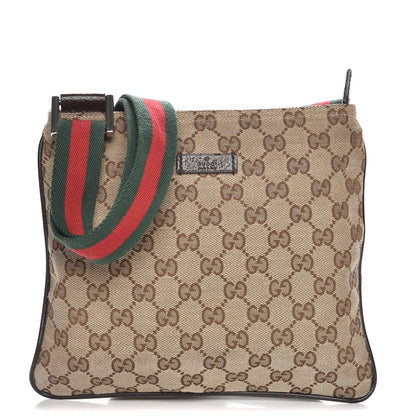Gucci Monogram Web Small Flat Messenger Bag Dark Brown 1 of 7