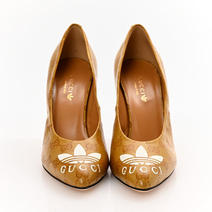 Gucci X ADIDAS Vintage GG Crystal Monogram Trefoil Pumps 38 Natural Nut 3 of 10