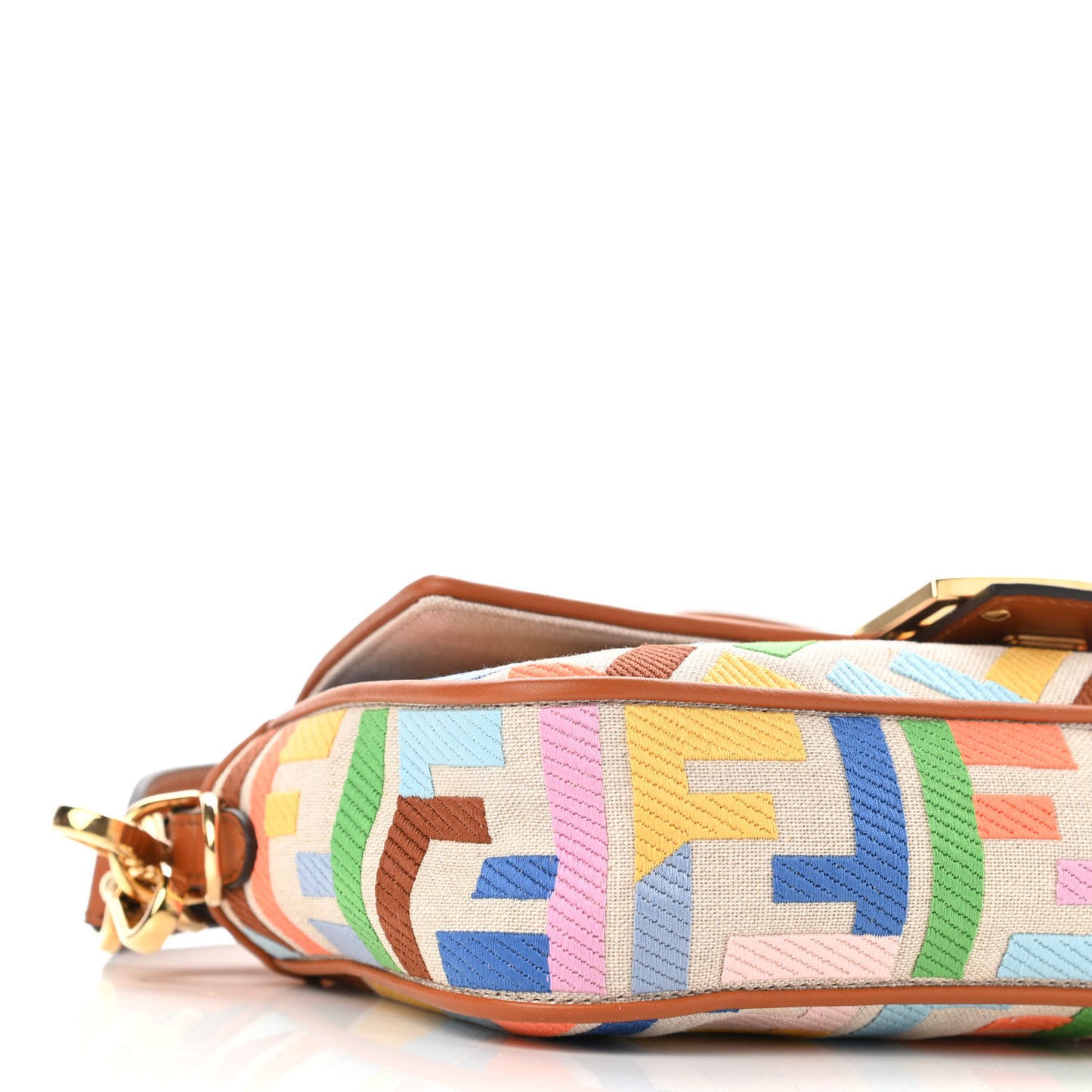 Kuban Canvas Vitello King FF Embroidered Baguette Grezzo Multicolor