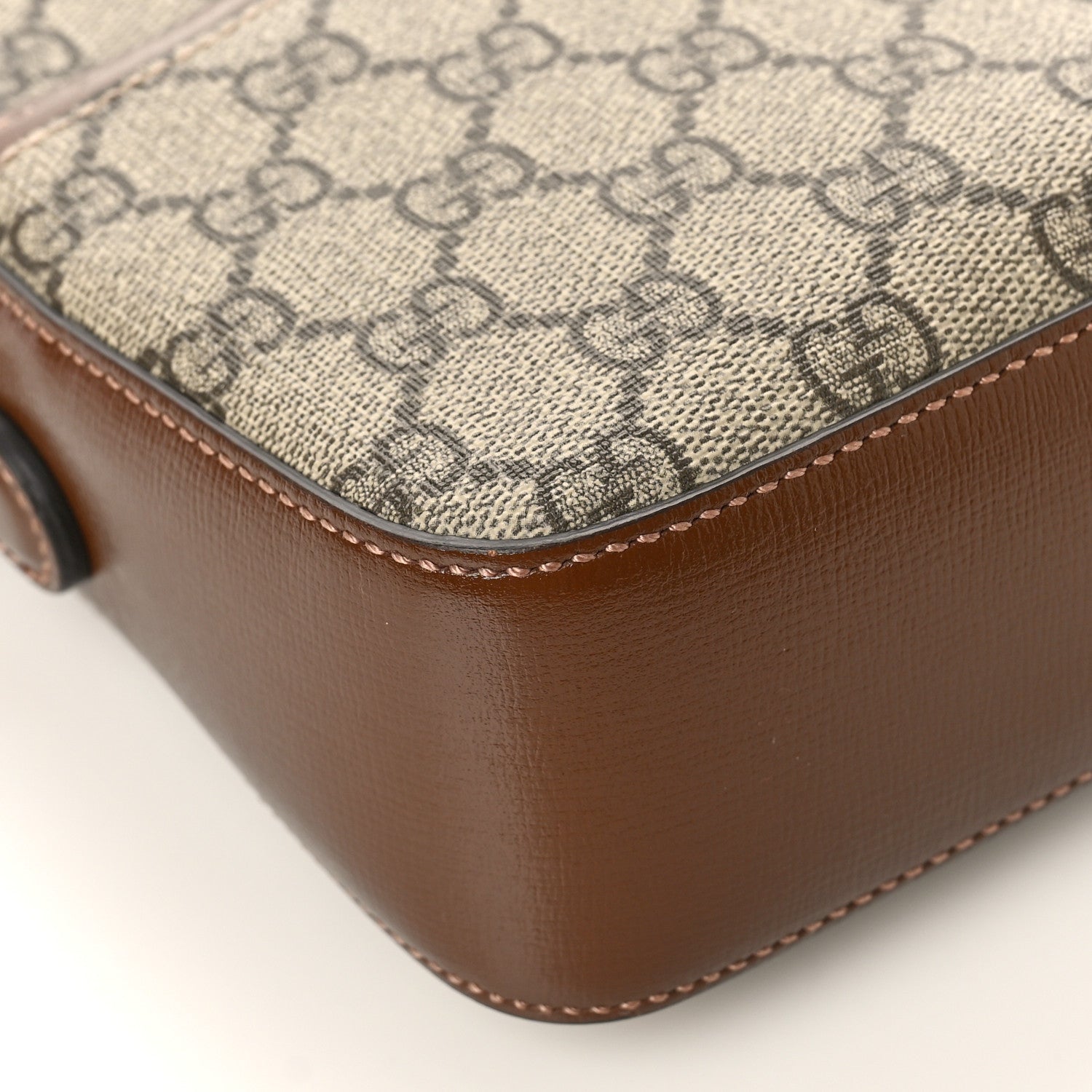 Gucci GG Supreme Monogram Azalea Calfskin Retro Interlocking G Messenger Shoulder Bag Beige Ebony Brown Sugar 7 of 8