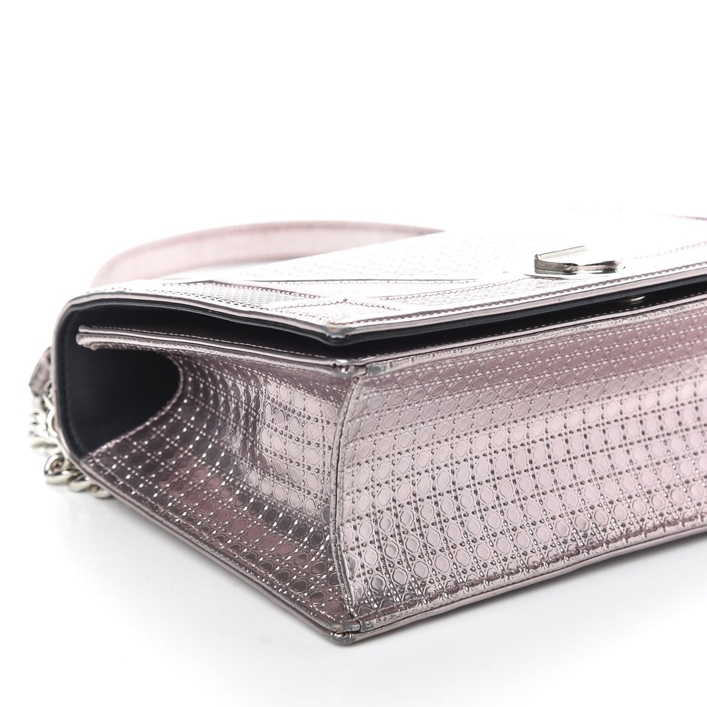 Metallic Patent Micro-Cannage Medium Diorama Flap Bag Hyper Pink