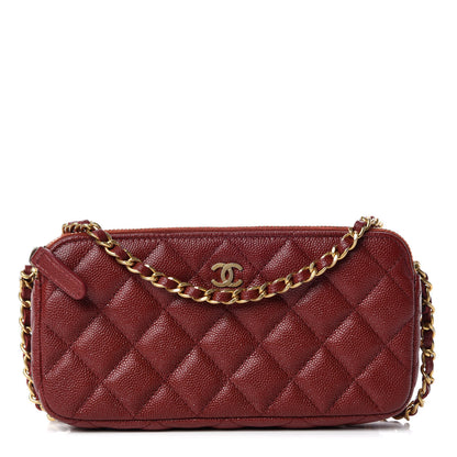 Chanel Iridescent Caviar Quilted Clutch With Chain Burgundy 1 of 11