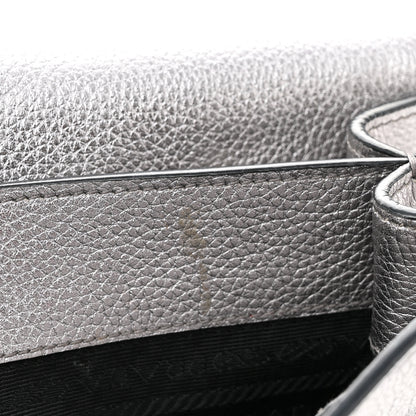 Prada Metallic Vitello Daino Flap Crossbody Cromo 10 of 10