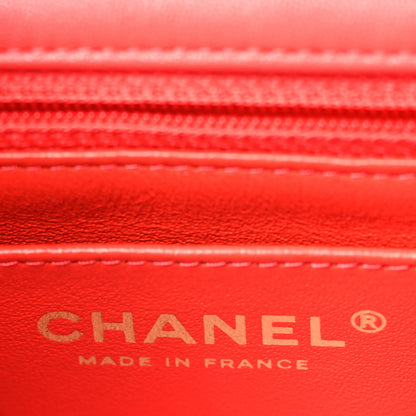 Chanel Lambskin Quilted Mini Square Flap Red 6 of 9