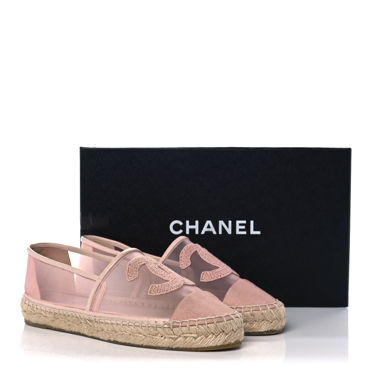 Chanel Mesh Grosgrain CC Espadrilles 37 Pink 11 of 11
