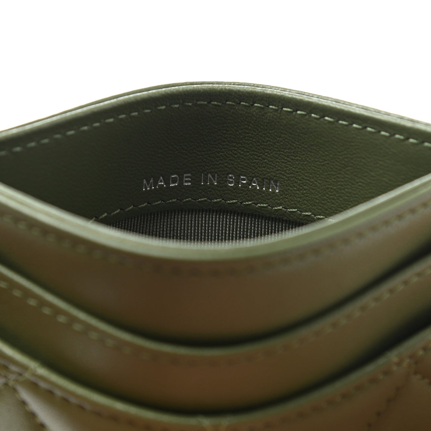 Lambskin Quilted Card Holder Green