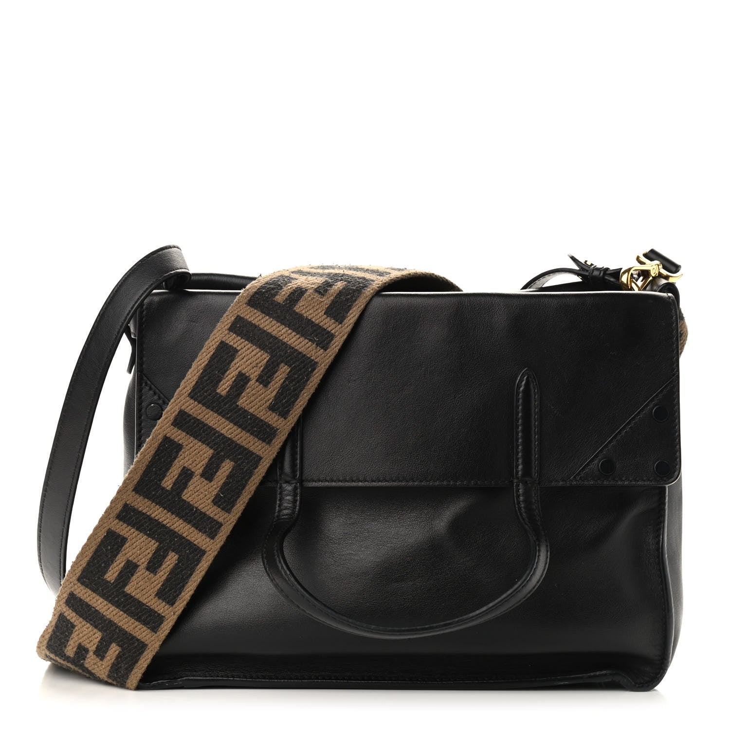 Fendi Vitello Grace Matte Large Flip Tote Black 1 of 15