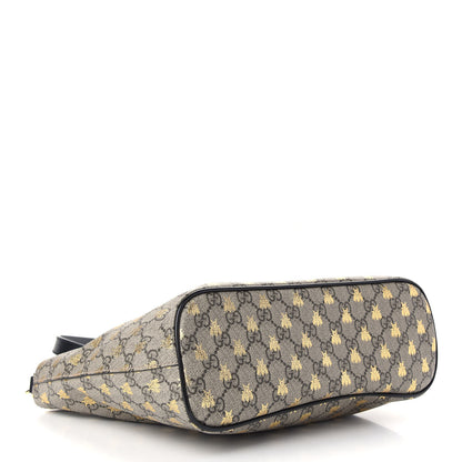 Gucci Soft GG Supreme Monogram Bees Small Crossbody Tote Beige Oro Black 4 of 9