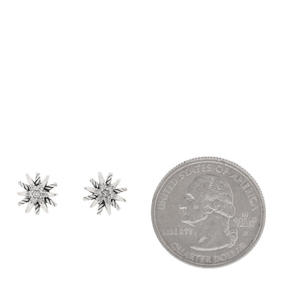 David Yurman Sterling Silver Diamond 10mm Petite Starburst Earrings 2 of 4