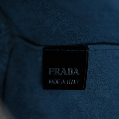 Prada City Calf Bi-Color Medium Galleria Double Zip Tote Black Celeste 6 of 6