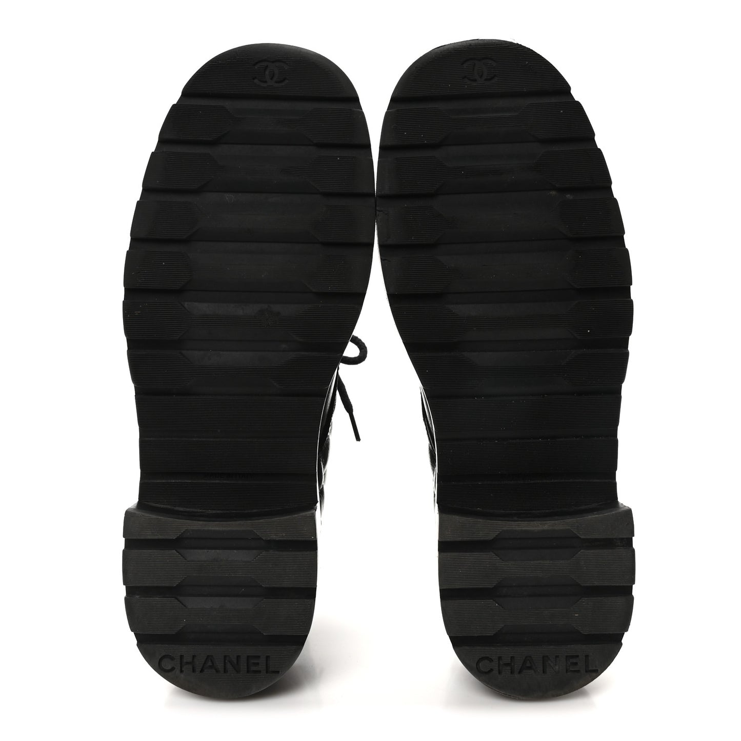 Shiny Calfskin Quilted Lace Up Combat Boots 39 Black