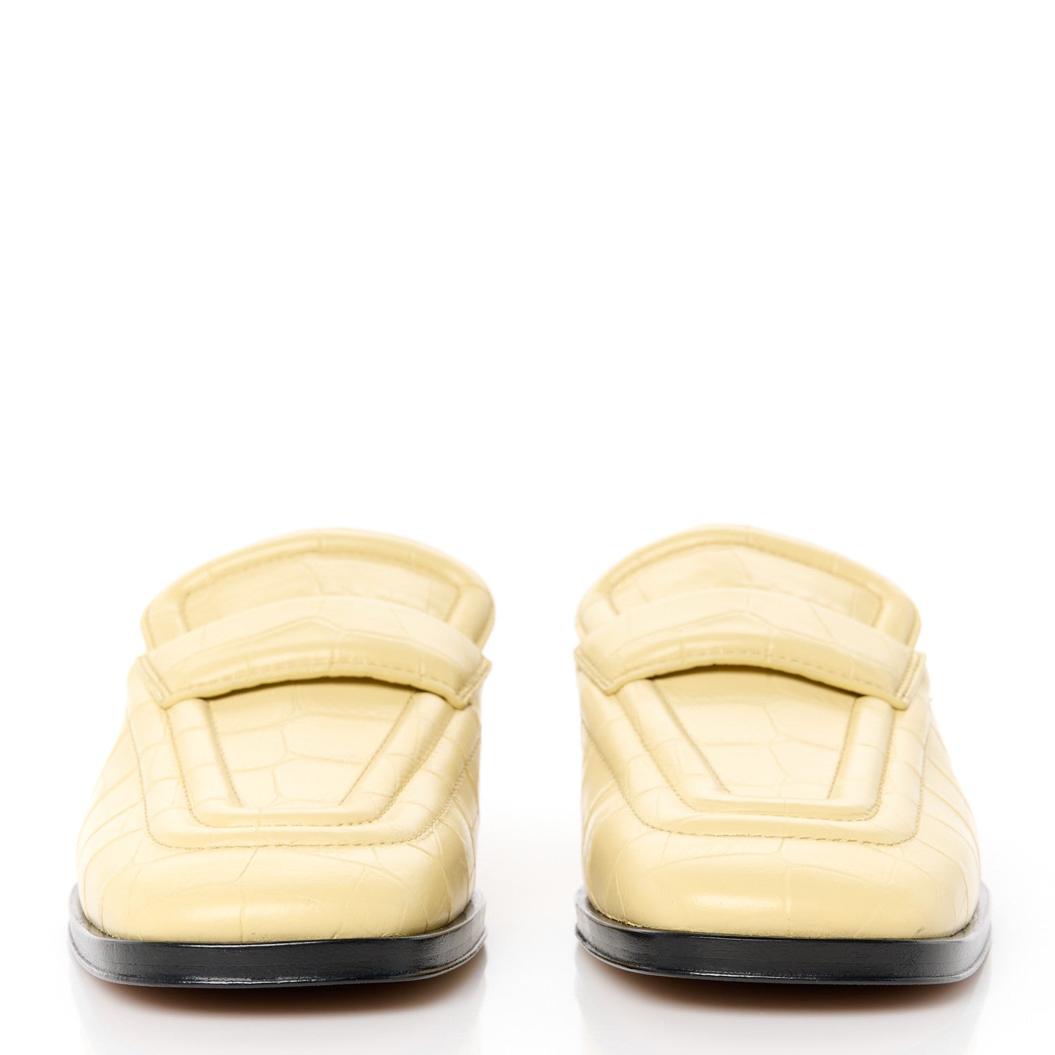 Bottega Veneta Calfskin Alligator Embossed Loafers 36.5 Butter 2 of 10