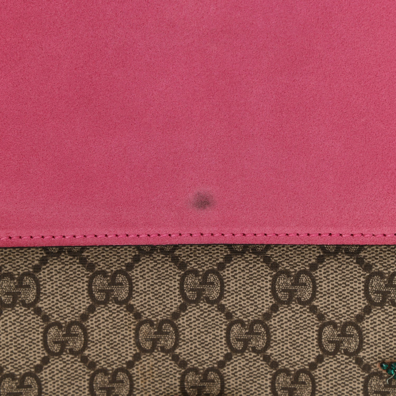 Gucci GG Supreme Monogram Suede Pierced Heart Embroidered Medium Dionysus Shoulder Bag Beige Ebony Pink Tropical Flower 16 of 18