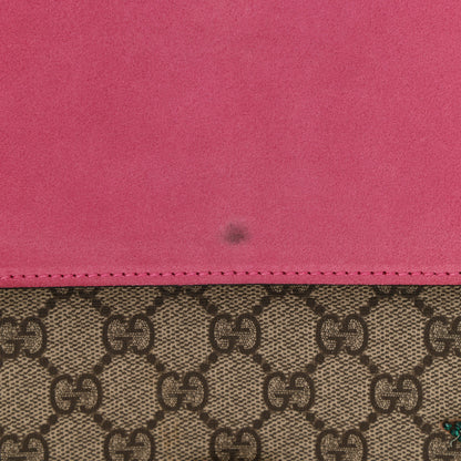 Gucci GG Supreme Monogram Suede Pierced Heart Embroidered Medium Dionysus Shoulder Bag Beige Ebony Pink Tropical Flower 16 of 18