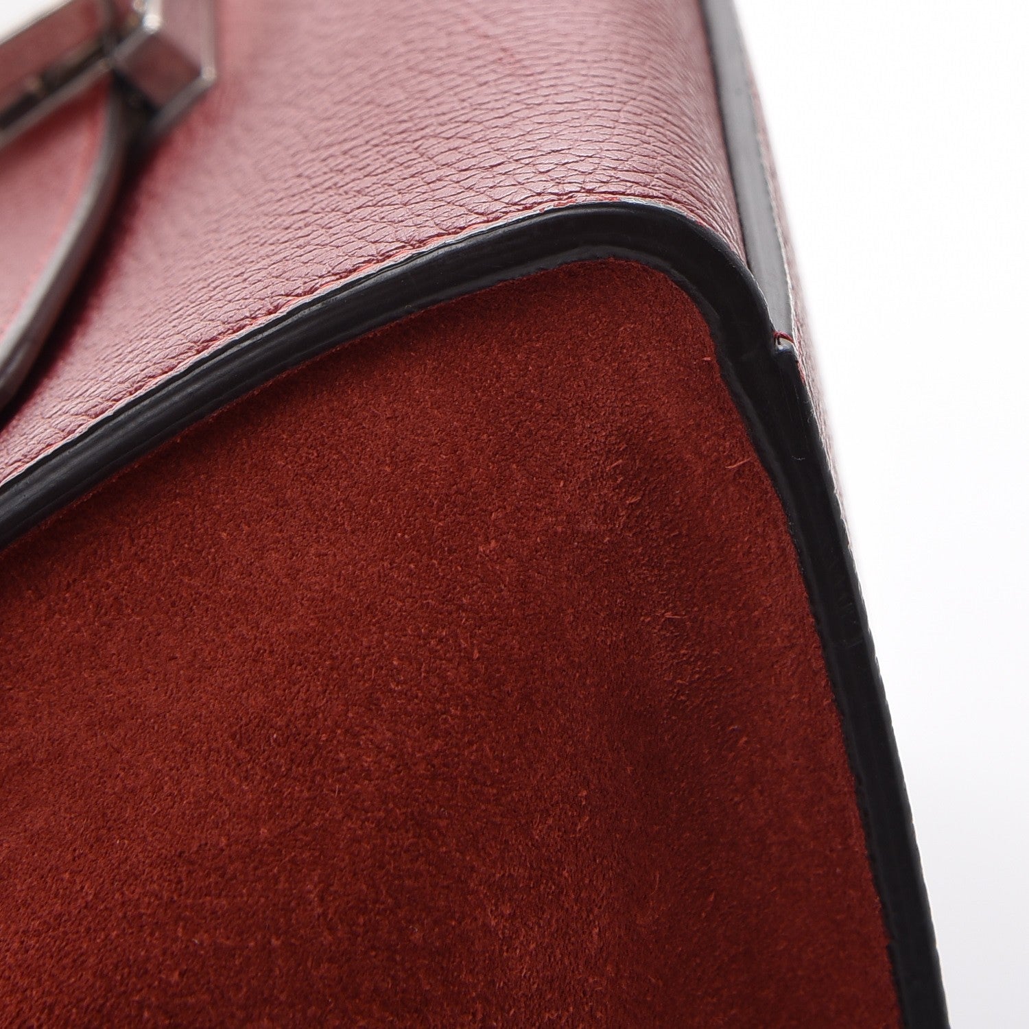 Celine Drummed Calfskin Suede Small Trapeze Merlot 10 of 10