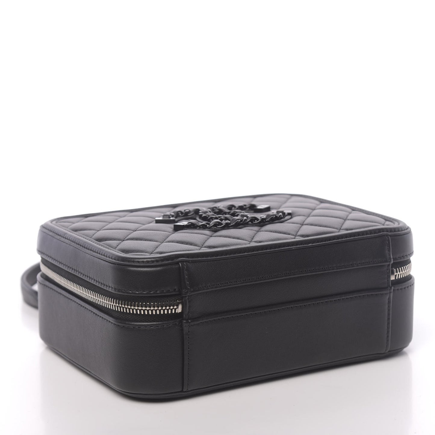 Calfskin Quilted Medium CC Filigree Vanity Case Black