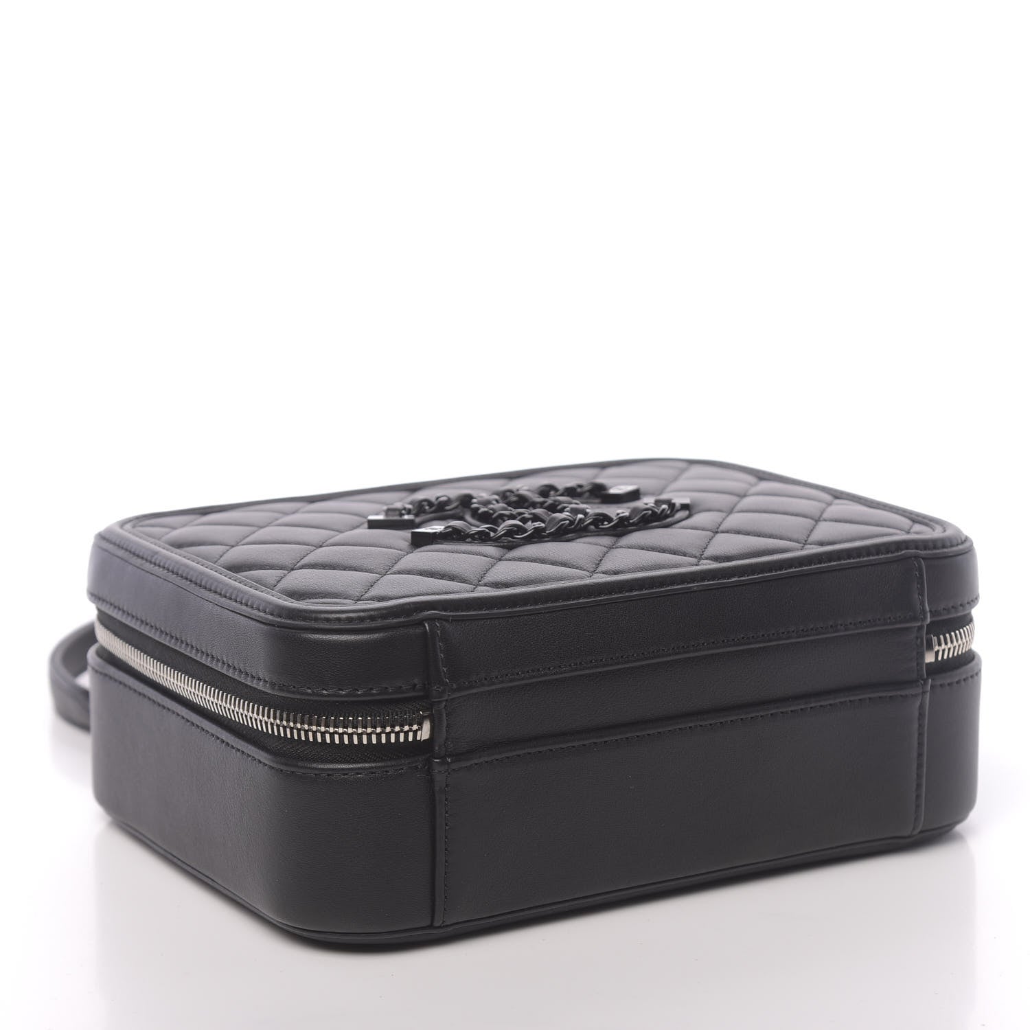 Chanel Calfskin Quilted Medium CC Filigree Vanity Case Black 4 of 12