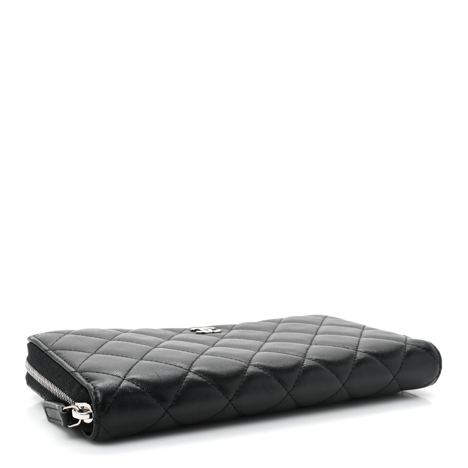 Chanel Lambskin Quilted Large Gusset Zip Around Wallet Black 4 of 18