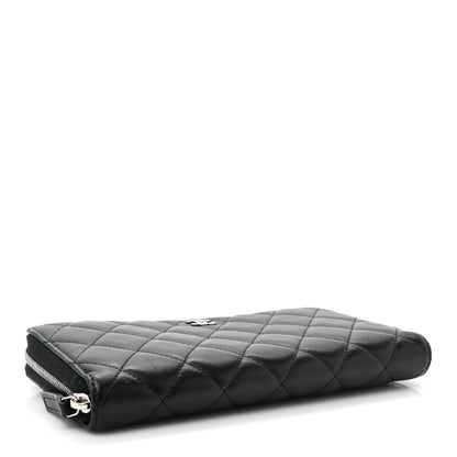 Chanel Lambskin Quilted Large Gusset Zip Around Wallet Black 4 of 18