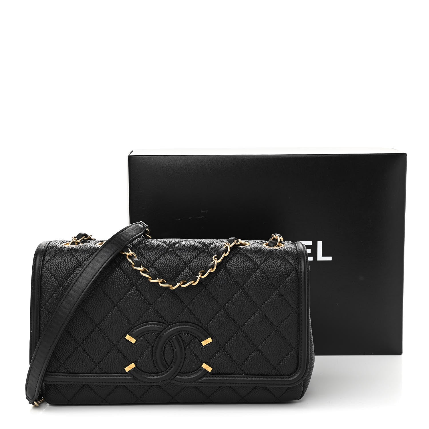 Chanel Caviar Quilted Medium CC Filigree Flap Black 11 of 13