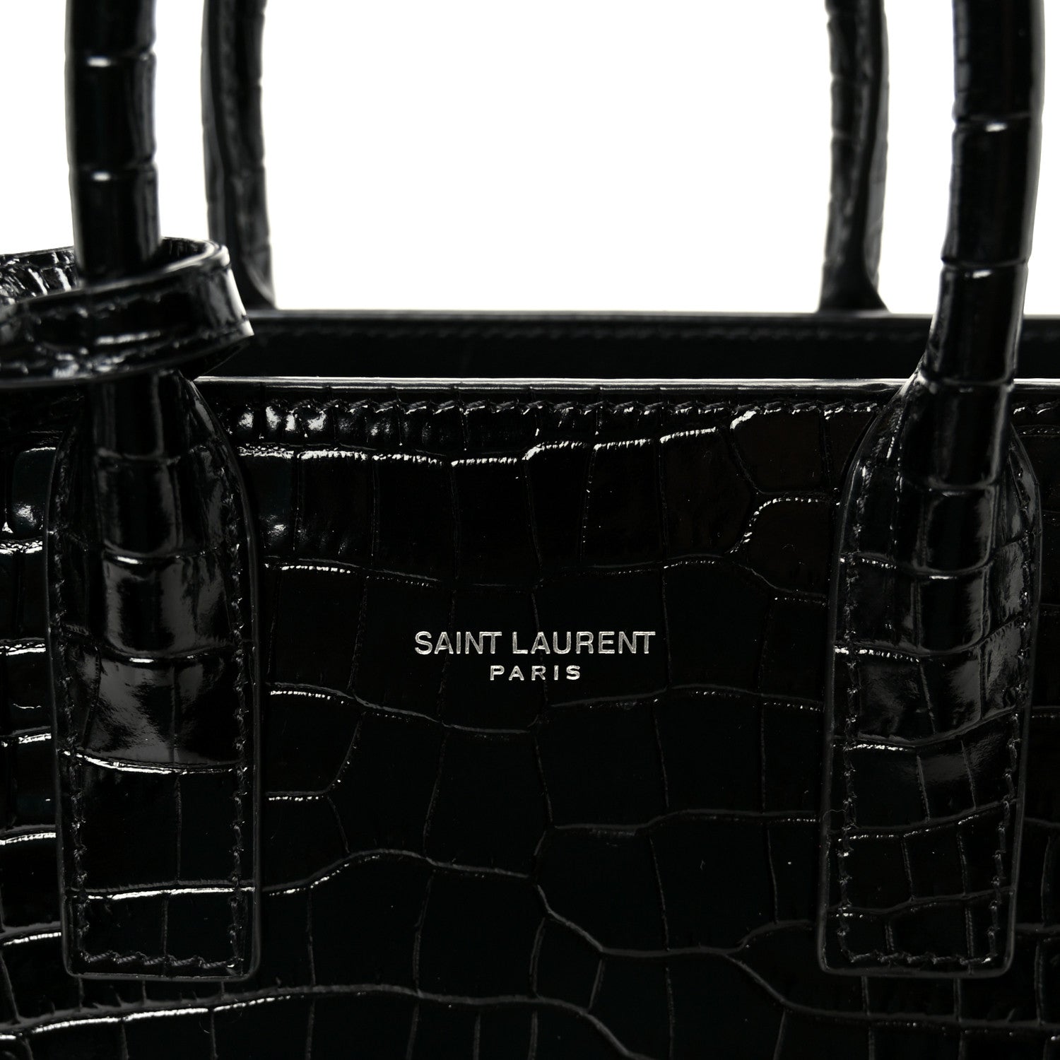Saint Laurent Calfskin Crocodile Embossed Nano Sac De Jour Black 8 of 11