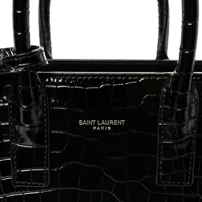 Saint Laurent Calfskin Crocodile Embossed Nano Sac De Jour Black 8 of 11