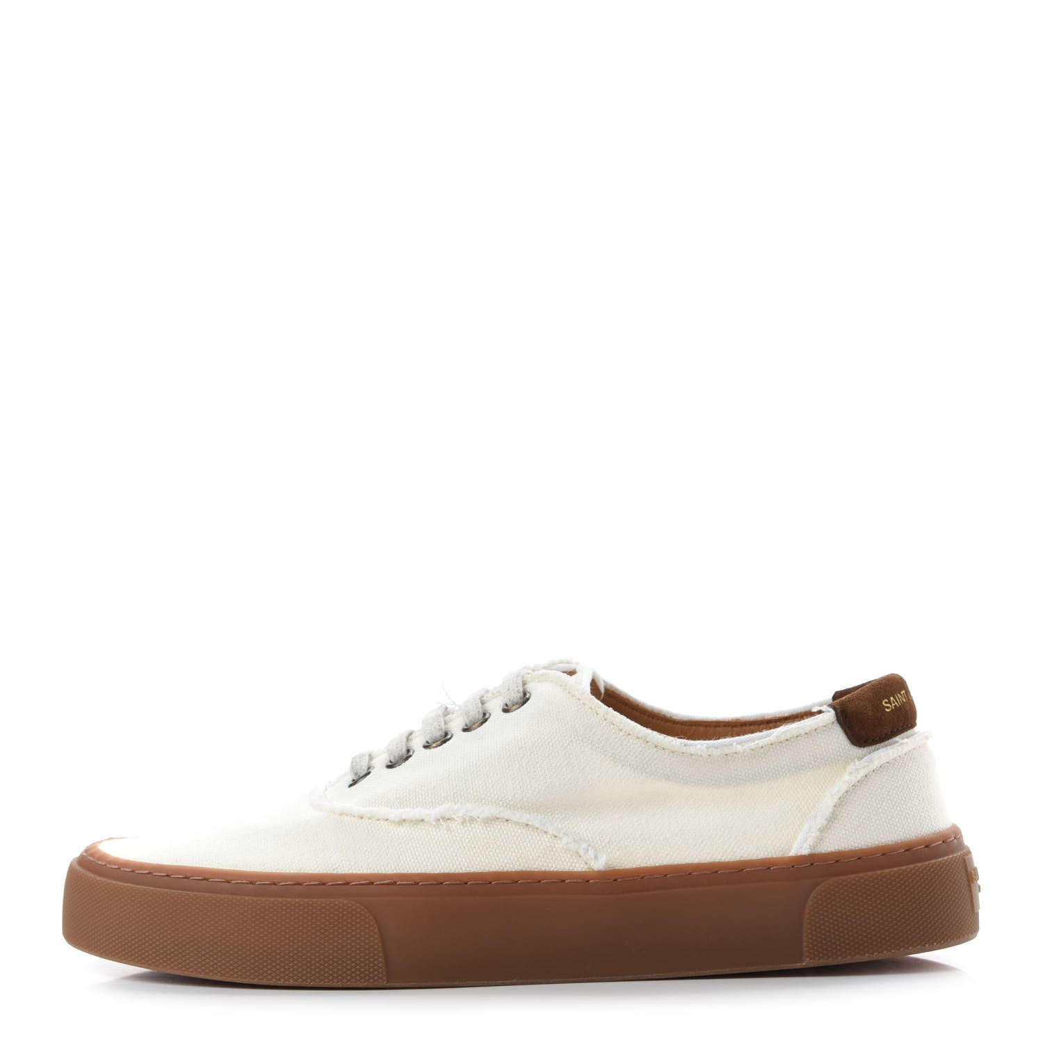 Saint Laurent Distressed Canvas Womens Venice Sneakers 38.5 White 1 of 9
