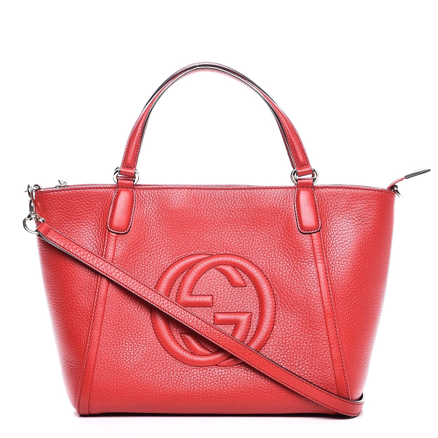 Pebbled Calfskin Small Soho Top Handle Bag Tabasco Red