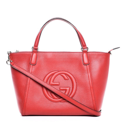 Gucci Pebbled Calfskin Small Soho Top Handle Bag Tabasco Red 1 of 8