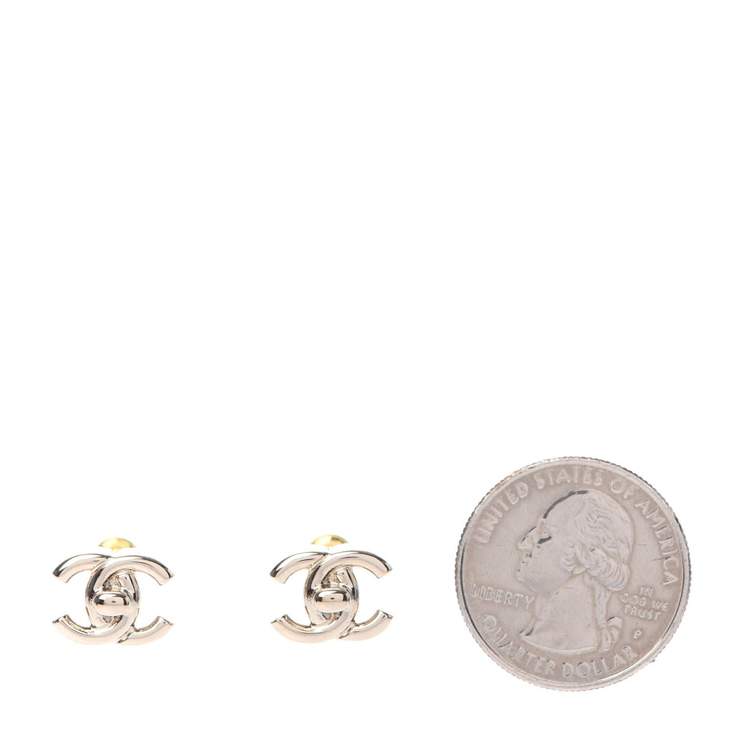 Metal CC Turnlock Earrings Gold