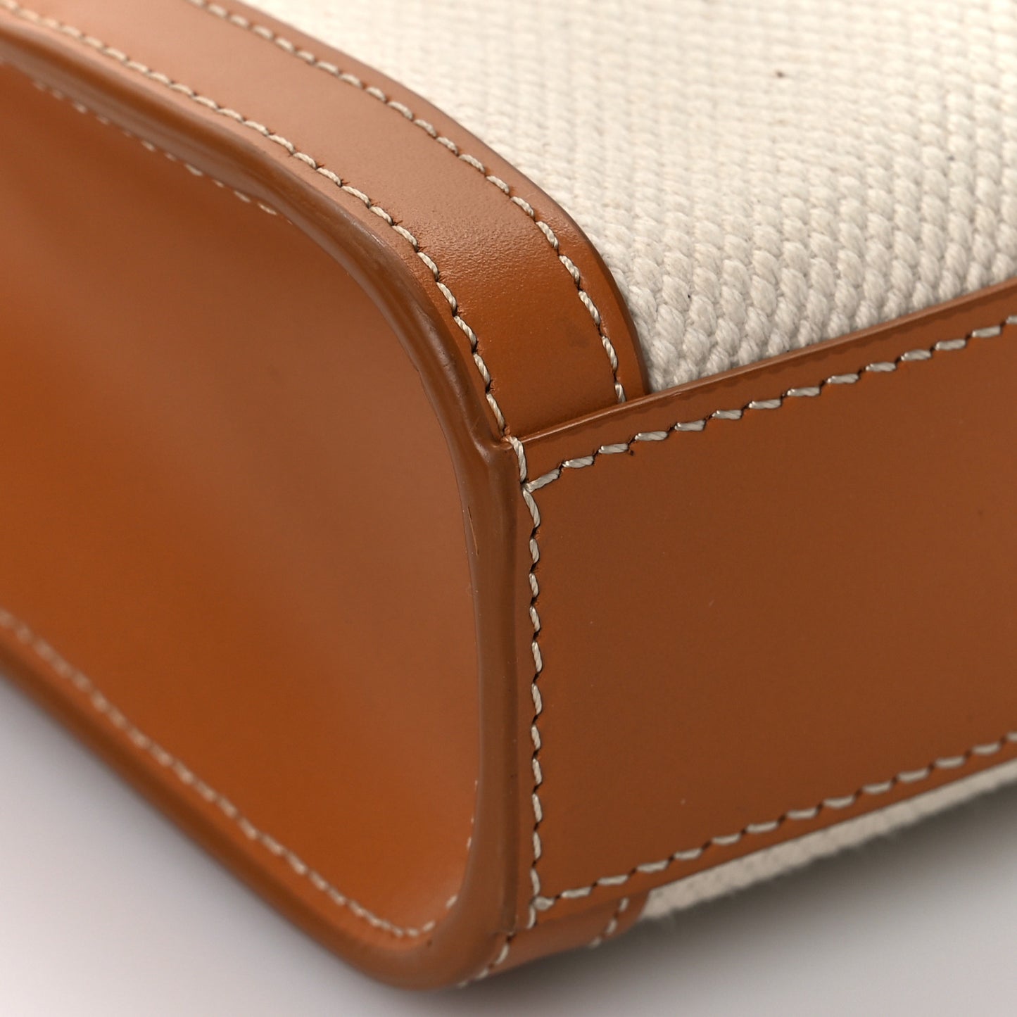 Canvas Calfskin Mini Vertical Cabas Natural Tan