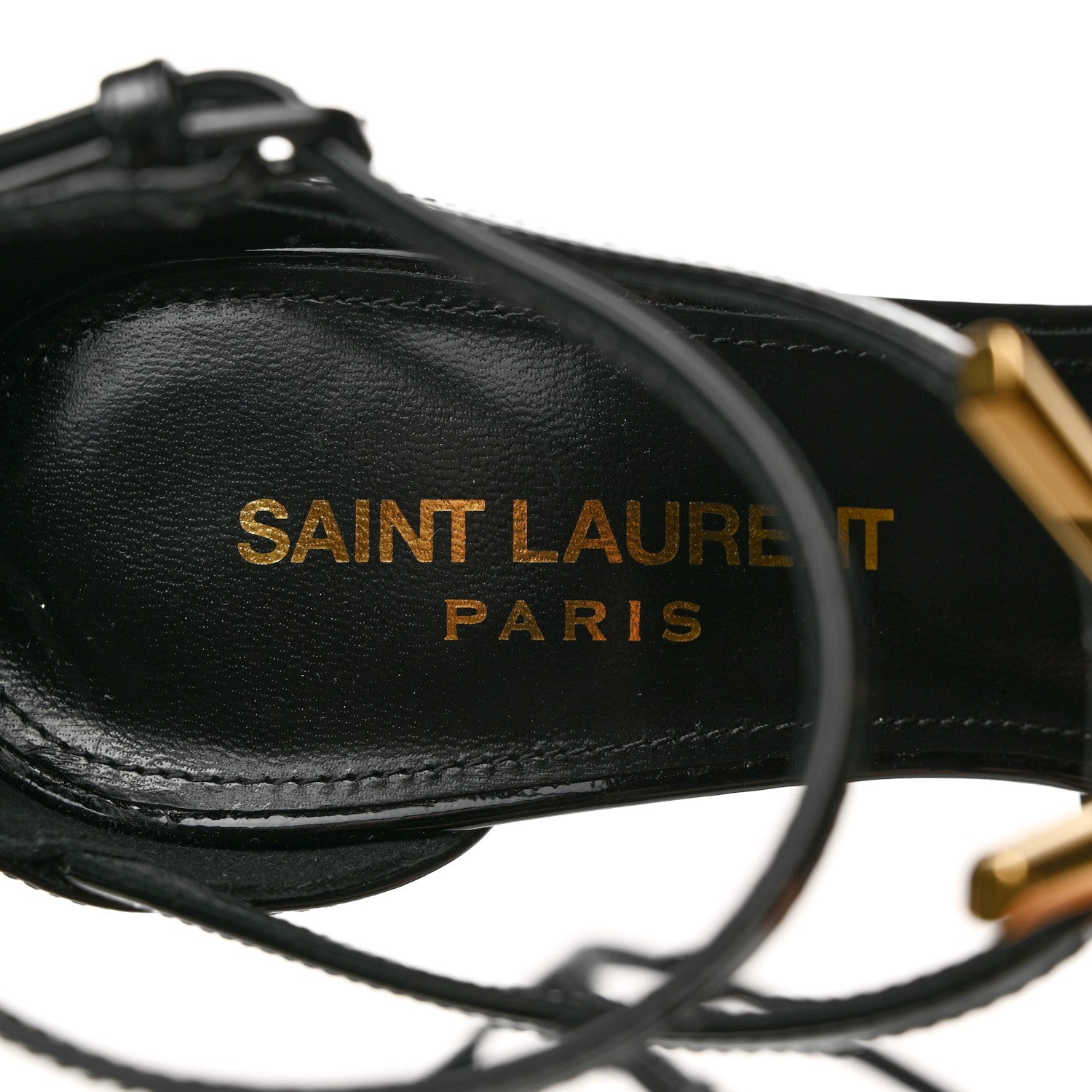 Saint Laurent Patent Cassandra 100 Ankle Strap Sandals 35 Black 6 of 9