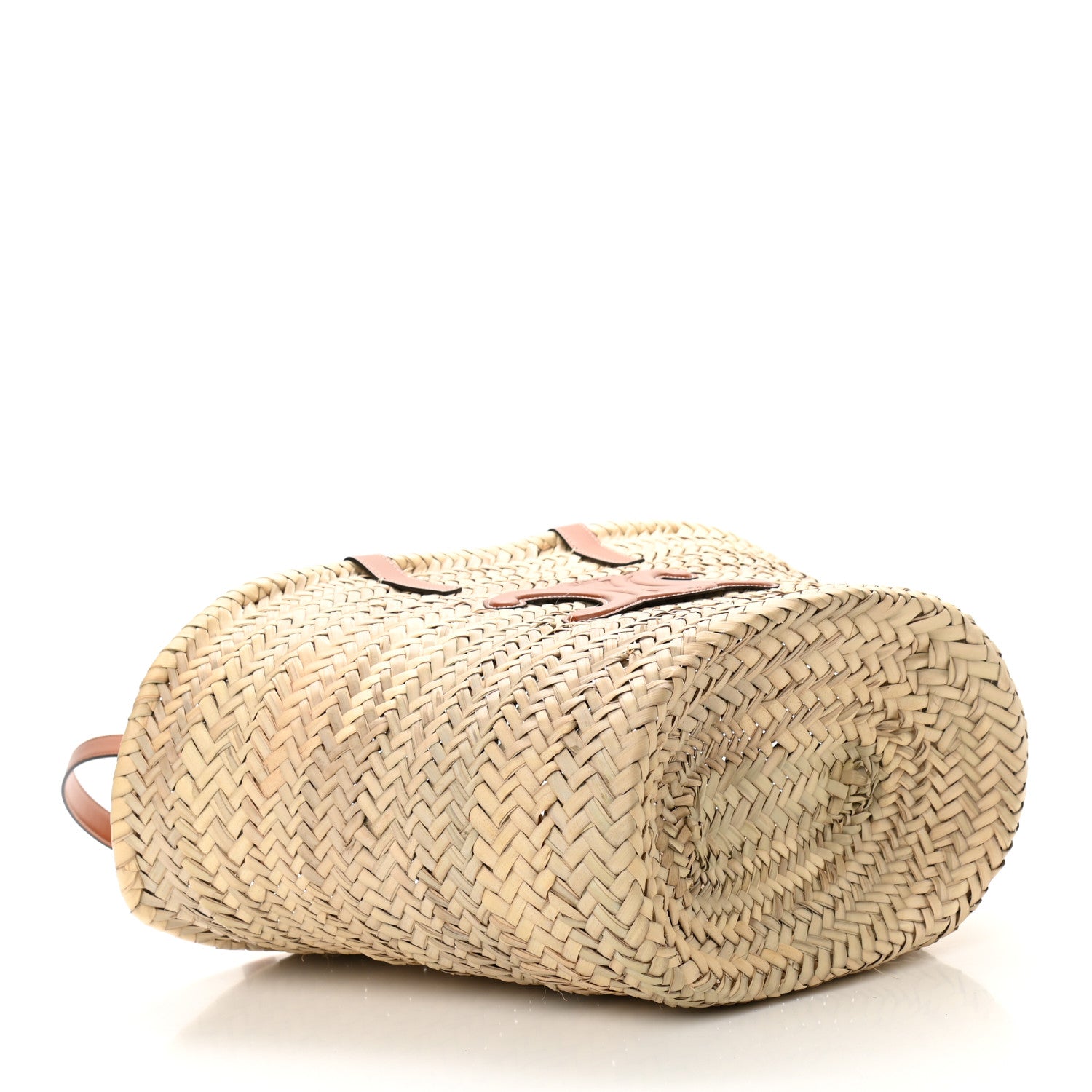 Celine Raffia Calfskin Triomphe Medium Panier Tan 4 of 9