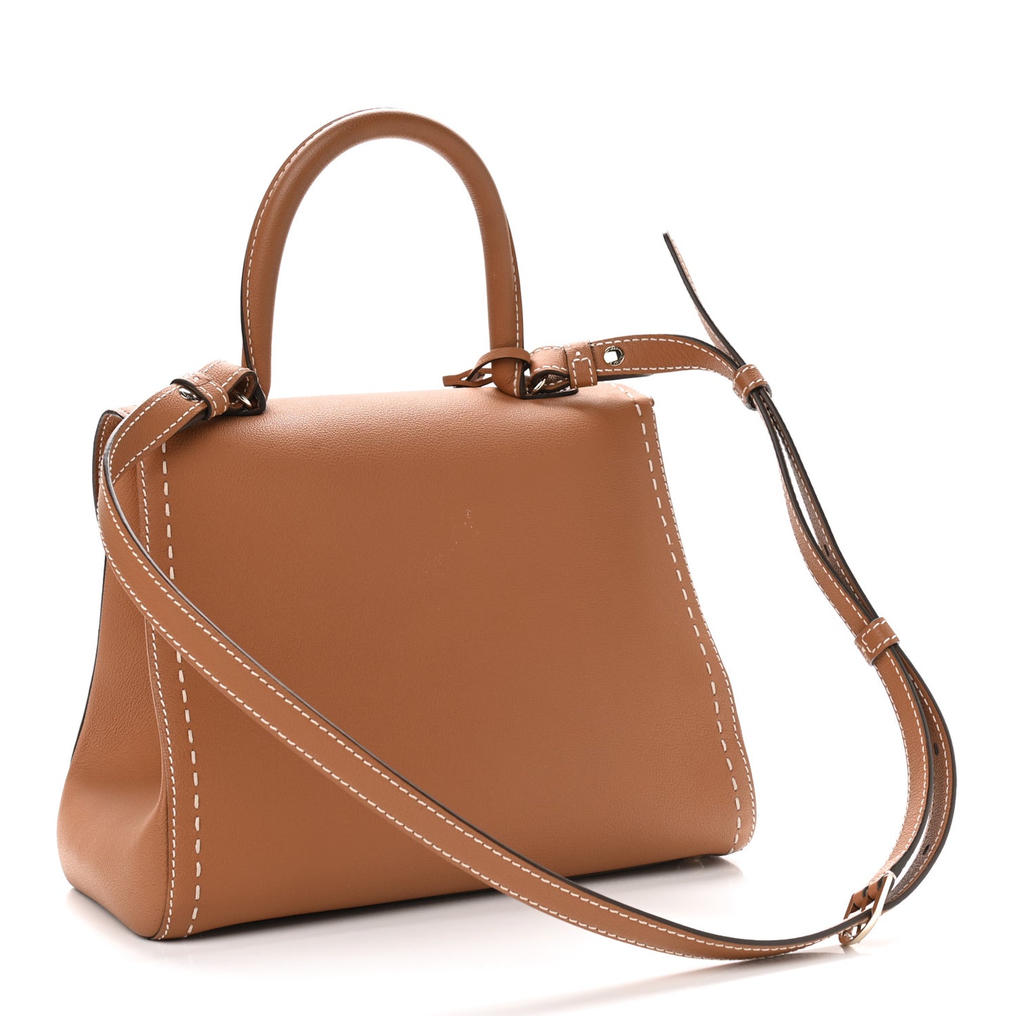 Grained Calfskin Rodeo Surpique MM Brillant Satchel Vegetal Ivory
