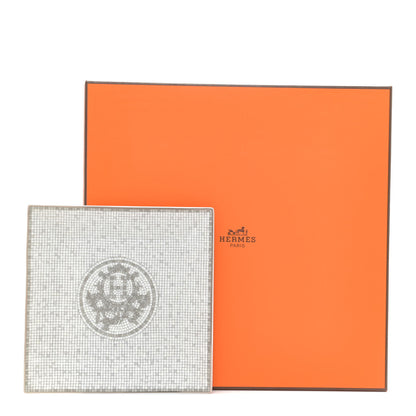 Hermes Porcelain Mosaique Au 24 Platinum Square Plate N°3 6 of 6