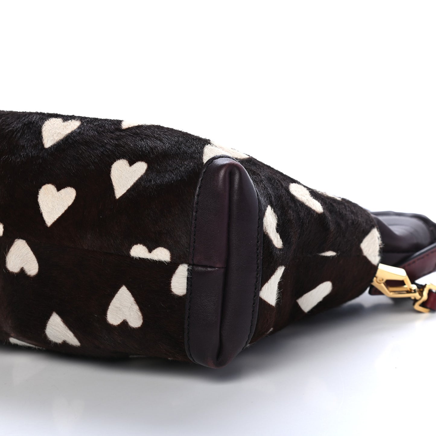 Calf Hair Heart Print Little Crush Dark Brown