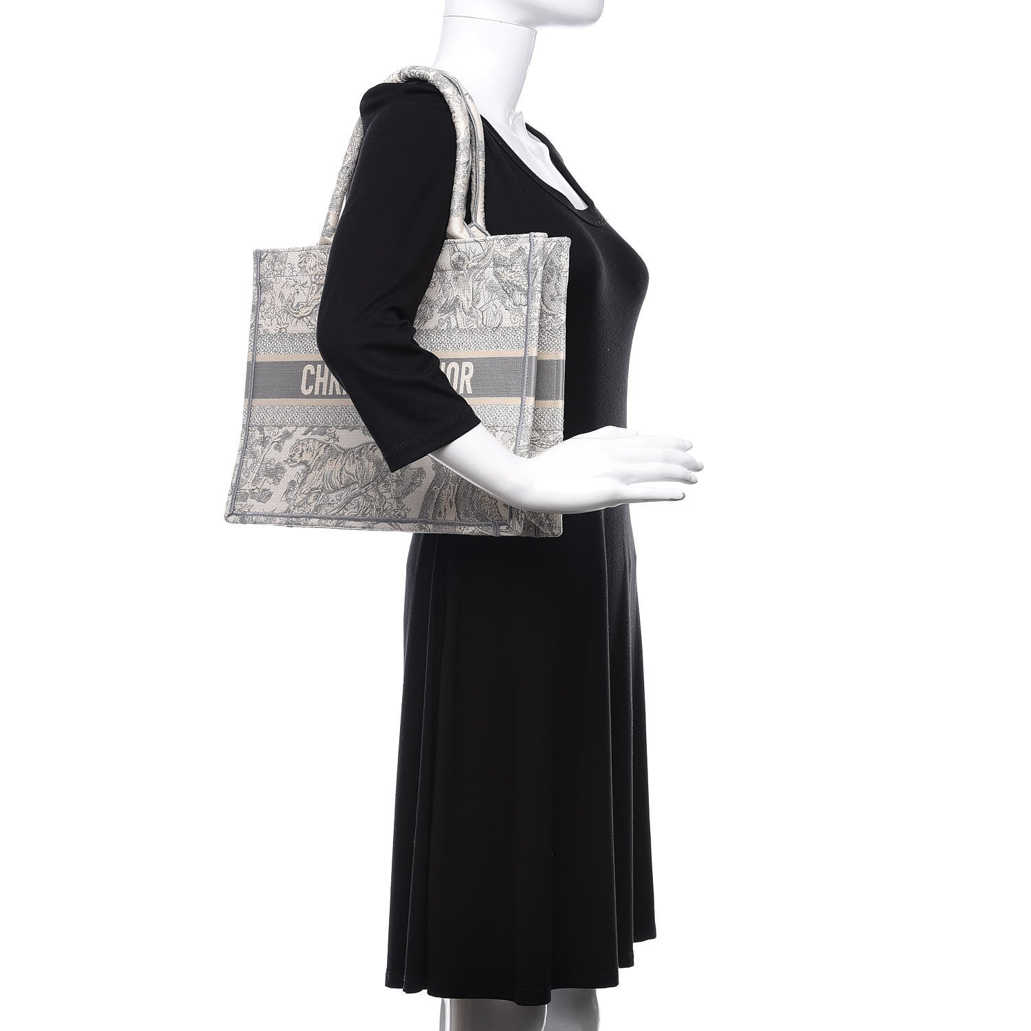 Christian Dior Canvas Embroidered Medium Dioriviera Toile De Jouy Book Tote Gray 2 of 12