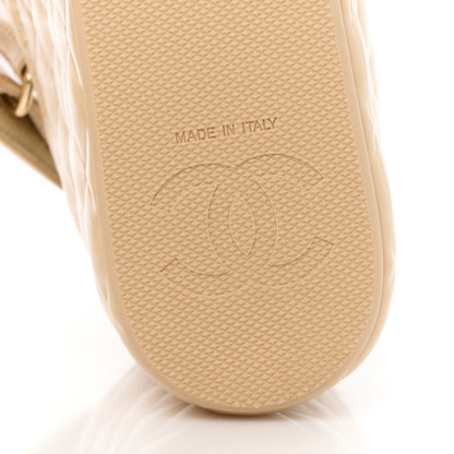 Chanel Shiny Calfskin Quilted Wedge Sandals 41 Beige 6 of 8