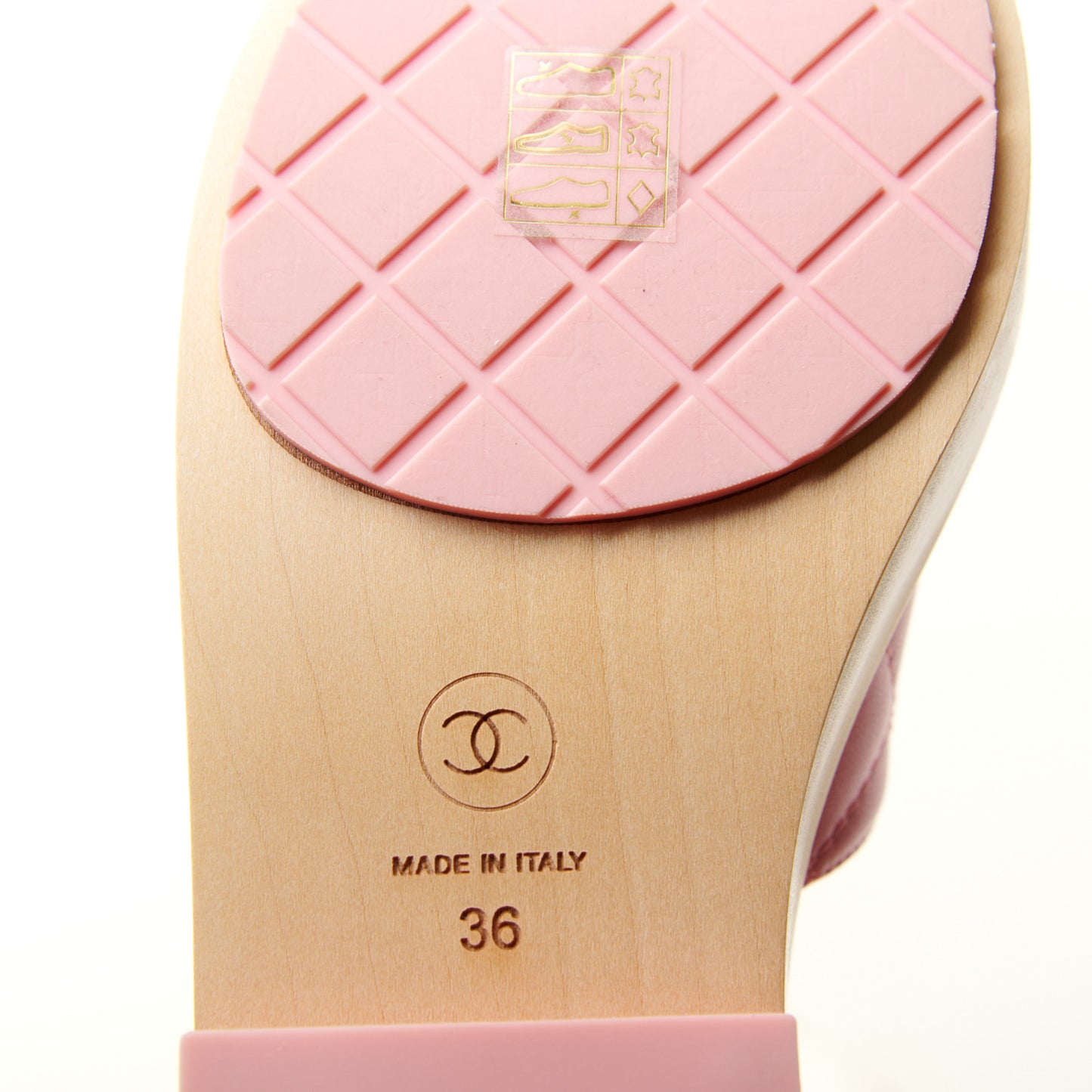 Lambskin CC Flat Slide Sandals 36 Pink